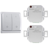 ChiliTec Funk Starter-Set No.4 Pilota Casa 2-fach Wandschalter 2x Funk-Empfänger IP20 mit Funk-Wandschalter 2-Kanal 230V LED bis 300 Watt Bis 70m Reichweite Schalter Doppel-Wippe Weiß