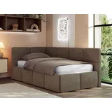 MKS JUGENDBETT ARVO 90/200 - Braun Velvet - Foam-Matratze - Links Seite