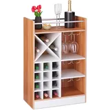 Relaxdays Weinregal mit Glashalter, 22 Flaschen, freistehend, Wein und Sekt, Hausbar HxBxT: 96 x 63 x 35 cm,