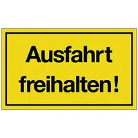 OEM Hinweiszeichen Ausfahrt freihalten! L250xB150mm gelb schwarz Ku.
