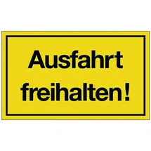 OEM Hinweiszeichen Ausfahrt freihalten! L250xB150mm gelb schwarz Ku.