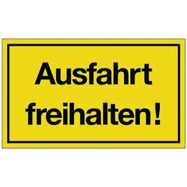 OEM Hinweiszeichen Ausfahrt freihalten! L250xB150mm gelb schwarz Ku.