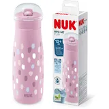 NUK Mini-Me Flip mit Strohhalm für Kleinkinder | ab 12 Monate | 450 ml | Kinderwasserflasche | auslaufsichere stabile Trinköffnung | bruchsicher | rosa Farbkleckse