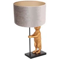 Steinhauer Tischleuchte Beistellleuchte Schirmlampe Erdmännchen gold Textil grau schwarz