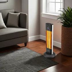 TecTake GmbH Infrarotheizstrahler Solaris Terra 1500W mit Timerfunktion - schwarz