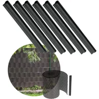 Kadax Sichtschutzstreifen Klemmschienen 1,5 x 17,7 cm Schwarz Kunststoff 6 St.