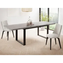 WFL GROUP Esstisch im Loft-Stil mit Schwarzen Metallbeinen – Industrieller Tisch für Wohnzimmer – Ausziehbar von 160 cm auf 24... – Grau