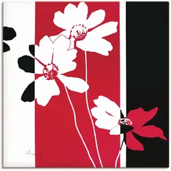 Leinwandbild ARTLAND "Blumen Zusammensetzung II", rot (farbe bild(er): rot), B:30cm H:30cm T:1,8cm, Canvas, Leinwand, Bilder, auf Keilrahmen gespannt