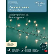 Lumineo Micro-LED Compact TWINKLE 480 LED 6 m warm weiß, Silberdraht - Silber