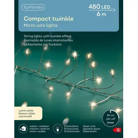 Lumineo Micro-LED Compact TWINKLE 480 LED 6 m warm weiß, Silberdraht - Silber