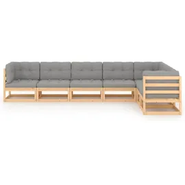 vidaXL 7-tlg. Garten-Lounge-Set mit Kissen grau