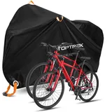 toptrek Fahrradabdeckung für 2 Fahrräder Wasserdicht 210D Oxford-Gewebe Fahrradgarage Outdoor 210 x 110 x 95 cm Hochwertige Fahrrad Abdeckplane mit Schlossösen Sonnenschutz Reißfestigkeit mit Beutel