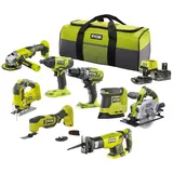 RYOBI 18 V ONE+ Combo Kit, 8-teilig, in praktischer Tasche, inkl Akkus und Schnelladegerät