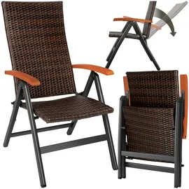 Tectake tectake® Rattanstuhl Canberra mit Aluminiumgestell wetterfest und UV-beständig, 58 x 72 x 108 cm