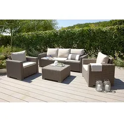 BEST Loungegruppe Mombasa beige, cappuccino Kunststoff, 14-teilig