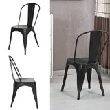 4 Esszimmerstühle aus Metall, industrielle Stühle ohne Armlehnen, robust und stapelbar, Metallgestell, geeignet für den Innen- und Außenbereich, belastbar bis 200 kg/440 lbs (Schwarz B)