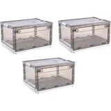 Zedelmaier Nilpferd Faltbare Kunststoff-Aufbewahrungsbox Transparent mit Deckel & Rädern,45L(36x52x30cm)*3er,Organizer zum Aufbewahren von Büchern... Kleidung, Spielzeug oder als Schuhkarton(Weiß)