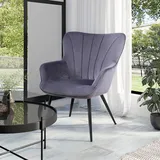 Riess-Ambiente Armlehnen Sessel SCANDINAVIA - grau anthrazit schwarz - Samt Metall - Lesesessel