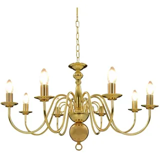 vidaXL Kronleuchter Hängeleuchte Hängelampe Pendelleuchte Pendellampe Deckenlampe Lüster Deckenleuchte Lampe Leuchte Wohnzimmer Golden 8xE14-Fassungen
