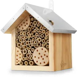 Bienenhotel mit Metalldach - Artgerechte Nisthilfe für Wildbienen