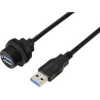 TRU Components USB 3.0-Buchse auf Stecker, IP67 (Gewinde), Kabel