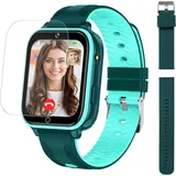 Smartwatch Kinder mit GPS und Telefon, 1.69 Zoll Touchscreen Kinder Smartwatch 4G WiFi Videoanruf Kamera Musik Player Gesichtserkennung Geofence SOS - Grün