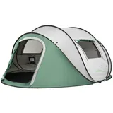 EchoSmile Pop up Zelt 4-8 Personen, Wurfzelt Wasserdicht mit 2 Belüftungsfenstern, Familienzelt & Campingzelt für Picknick, Wandern und Outdoor Aktivitäten (Grün & Weiß(4-6 Personen))