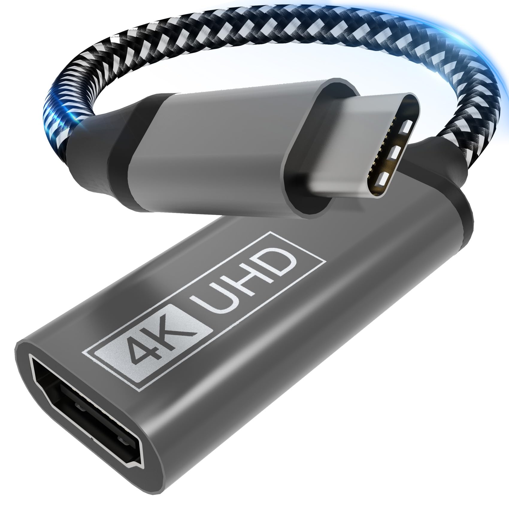 USB C auf HDMI Adapter - Type C zu HDMI 4K Adapter (Kompatibel mit Thunderbolt 3),Video Audio Ausgang für iPhone 15Pro/15Pro Max,MacBook Pro/Air,Pixelbook,Surface Go,iPad Pro,XPS,Samsung Galaxy S/Note