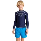 Arena Jungen Unisex Jr Rash Vest L/S Graphic Shirt, Navy-White, 152 EU