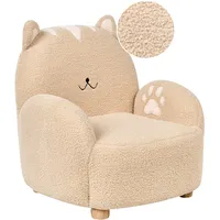 Beliani Kindersessel Bouclé beige Katze ZOAR