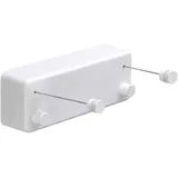 Pair Ausziehbare Wäscheleine Aus Abs + Wäschetrockner Aus Aluminium Mit Doppelt Verstellbarem Edelstahlseil, Robustes Design Im Hotelstil, Wandmontage, 4,2 M, Weiß