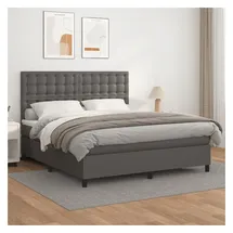 vidaXL Boxspringbett mit Matratze Grau 180x200 cm Kunstleder