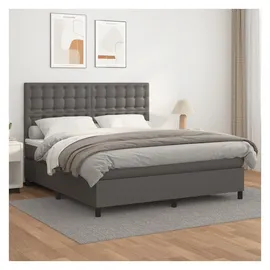 vidaXL Boxspringbett mit Matratze Grau 180x200 cm Kunstleder