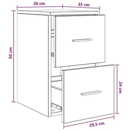 vidaXL Badezimmerschrank Inzwischen 30 x 35 x 50 cm Weiß Spanplatte/Massivholz