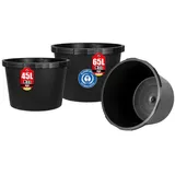 BigDean Mörtelkübel 2 Stk. 45 L + 2 Stk. 65 L Rund Baueimer Mörtelkasten Made in Germany schwarz