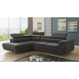 Sofnet Ecksofa Caris Schlaffunktion und einstellbare Kopfstützen, Wohnlandschaft mit Bettkasten, Couch, Sofa, (Grau (Kronos 22),