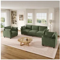 STILVORA Schlafsofa 5-Sitzer-Relaxsofa mit Kissen Chenille-Wohnzimmersofa in Grün grün