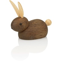 Lucie Kaas Skjode Holzfigur Hase mit Stehohren 5cm, aus geräuchertem Eichenholz mit Ahorn gefertigt, SK02PE