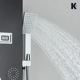 klarwerk BERND | Premium Duschpaneel Regendusche Edelstahl | Schwarz matt Massagedusche Duschsystem | Mischbatterie Duscharmatur Duschsystem
