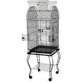 Vogelkäfig Vogelvoliere Wellensittichkäfig Käfig Vogelbauer Voliere Vogelhaus Rahmen Mit 4 Rollen Dachfenster Öffnen 59×59×150cm