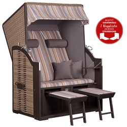 deVries TRENDY Strandkorb Compact PE nature grey Dessin 403