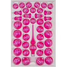 Christbaumkugeln-24.de 39 TLG. Glas-Weihnachtskugeln Set in Hochglanz-Pink-Silberne-Ornamente - Christbaumkugeln - Weihnachtsschmuck-Christbaumschmuck