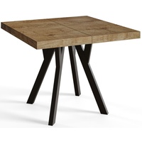 Quadratischer Esszimmertisch RICO, ausziehbarer Tisch, Größe: 110-210X110X77 cm, Wohnzimmertisch Farbe: LEFAKS, mit Holzbeinen in Farbe Schwarz