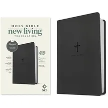 Tyndale House Publishers NLT Large Print Premium Value Thinline Bible, Filament Enabled (Leatherlike, Black Cross)