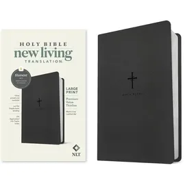 Tyndale House Publishers NLT Large Print Premium Value Thinline Bible, Filament Enabled (Leatherlike, Black Cross)