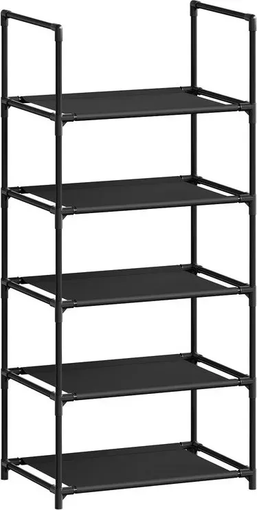 WOLTU Schuhregal, 5-stufige Schuhaufbewahrung, Schmal, für Eingangsbereich, Wohnzimmer, Flur, Metallrahmen, 41x28x89cm, Schwarz