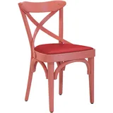 2er-Set Maudez | Bugholzstuhl | Holz / Leder | Rosa / Rot | Bugholz