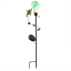MARELIDA LED Solar Gartenstecker Frosch Garten Balkon Deko Erdspieß H: 84cm