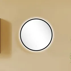 Spiegel WELLTIME "York Spiegelpaneel mit Amibientelicht", schwarz, B:60cm H:60cm T:3cm Ø:60cm, Metall, Spiegel, Universeller Badezimmerspiegel, 60 cm, inklusive Beleuchtung