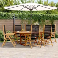 VidaXL 7-tlg. Garten-Essgruppe Polypropylen und Massivholz Schwarz